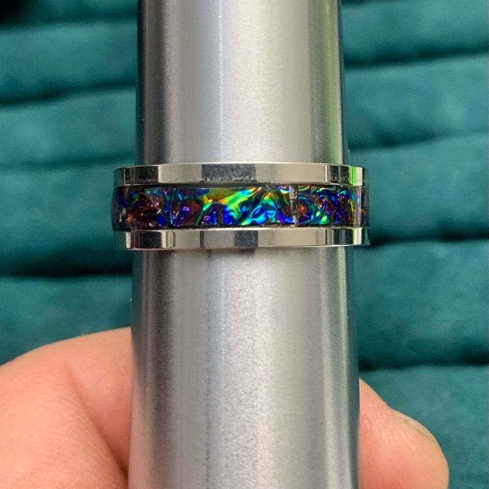 “One of a kind” hand crafted stainless steel ring men 13 1/2